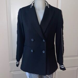 Rachel Roy Double Breasted Blazer with Lace Sleeve inserts